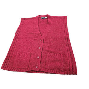 Vintage 60's Bonnie Lee Leroy Red Women's Cardigan Sweater Vest Size XXL 46